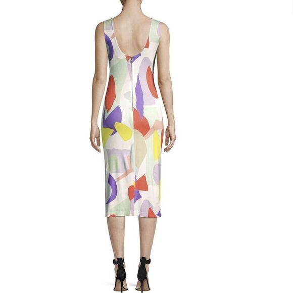 Alice & Olivia James abstract all over print bodycon midi dress 6 new - Picture 2 of 10